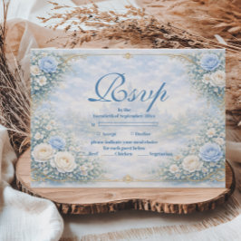 Blue Floral Gold Garden Quinceañera OSA Kort