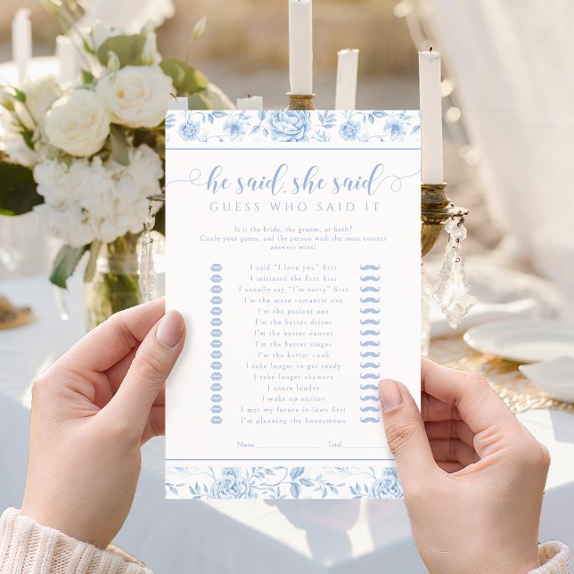 Blue Floral He said She said Bridal Shower Game (Skapare uppladdad)