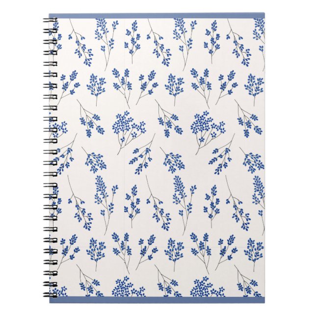 Blue Floral Journal – Elegant Botanical Notebook Anteckningsbok (Framsidan)