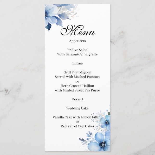 Blue floral Menu Meny (Framsida)