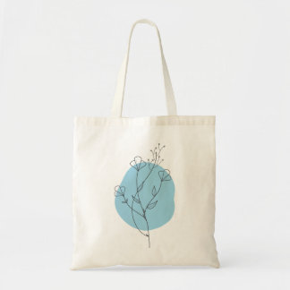 Blue Floral Minimalist Tote Bag Tygkasse