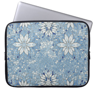 blue floral mosaic laptop fodral
