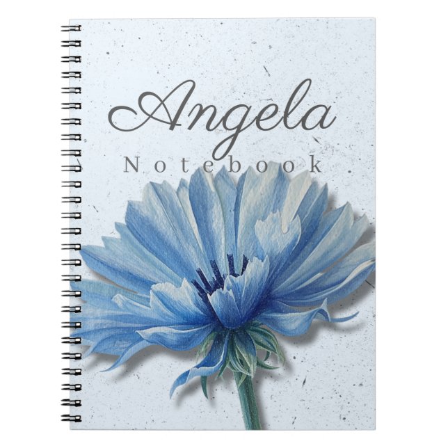 Blue Floral Notebook Name | Cornflower Journal Anteckningsbok (Framsidan)