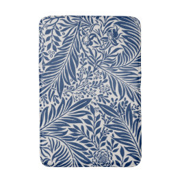 blue floral pattern with diverse leaves & blossoms badrumsmatta