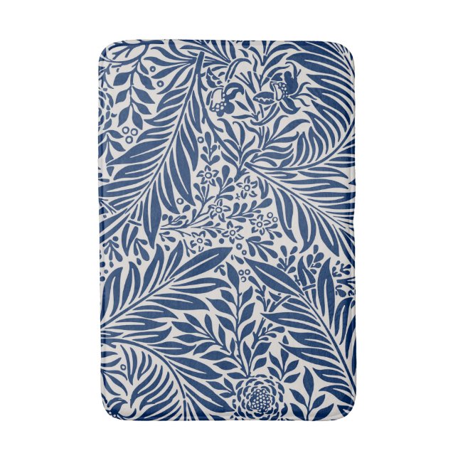 blue floral pattern with diverse leaves & blossoms badrumsmatta (Framsidan (Vertikal))