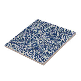 blue floral pattern with diverse leaves & blossoms kakelplatta