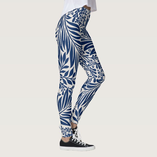 blue floral pattern with diverse leaves & blossoms leggings (Höger)