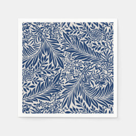 blue floral pattern with diverse leaves & blossoms pappersservett