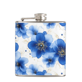 Blue Floral Pattern with Gold Accents Fickplunta