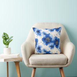 Blue Floral Pattern with Gold Accents Kudde