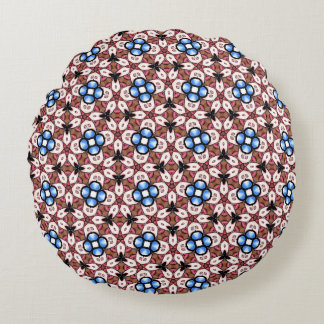 Blue Floral Pink and Brown Rund Kudde