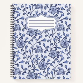 Blue Floral Spiral Notebook 8.5x11 – Blue & White 