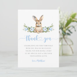 Blue Floral Spring Rabbit Some Bunny 1st Birthday Tack Kort