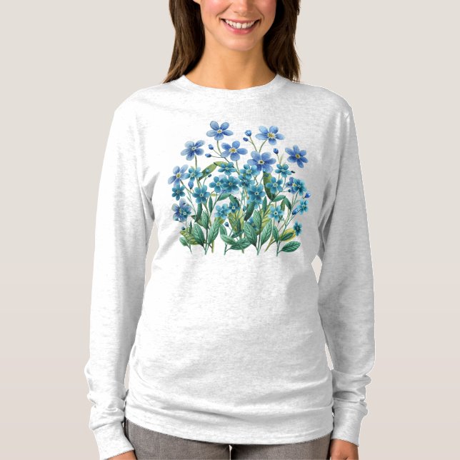 Blue Floral  T Shirt (Framsida)