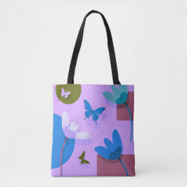 Blue Floral Tote Bag – Modern Abstract Design Tygkasse