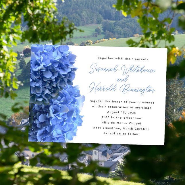 Blue Floral Wedding Invitations Inbjudningar (Skapare uppladdad)