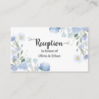 Blue Floral Wedding Reception Card Tilläggskort