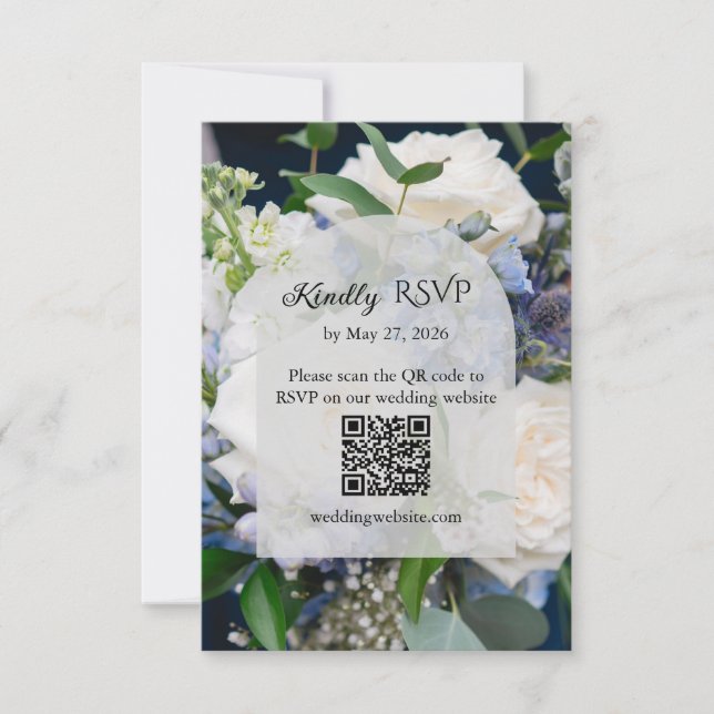 Blue Floral Wedding RSVP Card OSA Kort (Framsida)