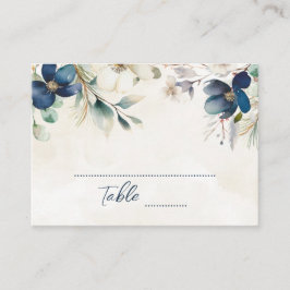 Blue Floral Winter Wedding Place Setting Cards Placeringskort