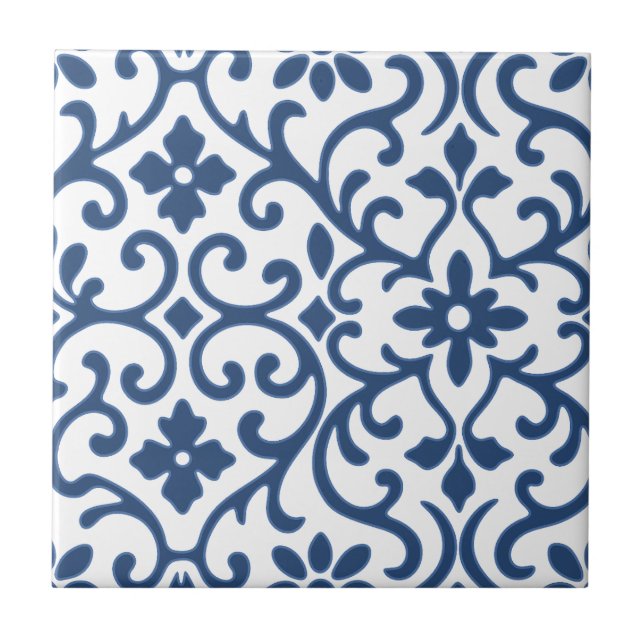 Blue Flourish Baroque Old World Charm Kakelplatta (Framsidan)