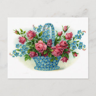 Blue Flower Basket Vykort