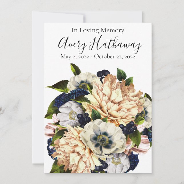 Blue Flower Bouquet Funeral Memorial Program (Framsida)