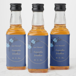 Blue Flower Bröllop Spritflaskor Etikett