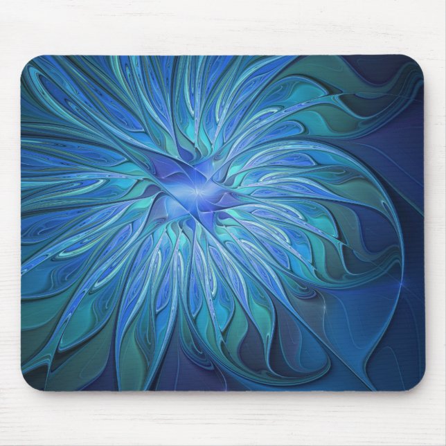 Blue Flower Fantasy Pattern, Abstract Fractal Art Musmatta (Framsidan)