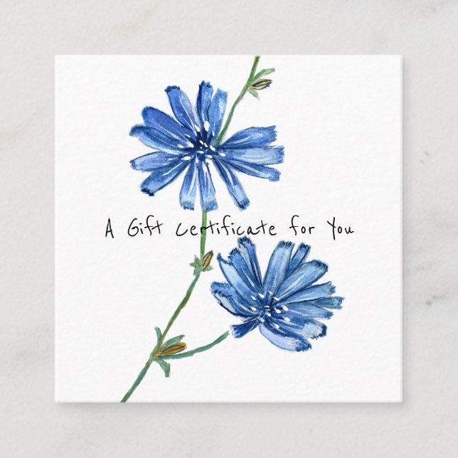Blue Flower GIFT CERTIFICATE ADD LOGOTYP Business Fyrkantigt Visitkort (Framsida)
