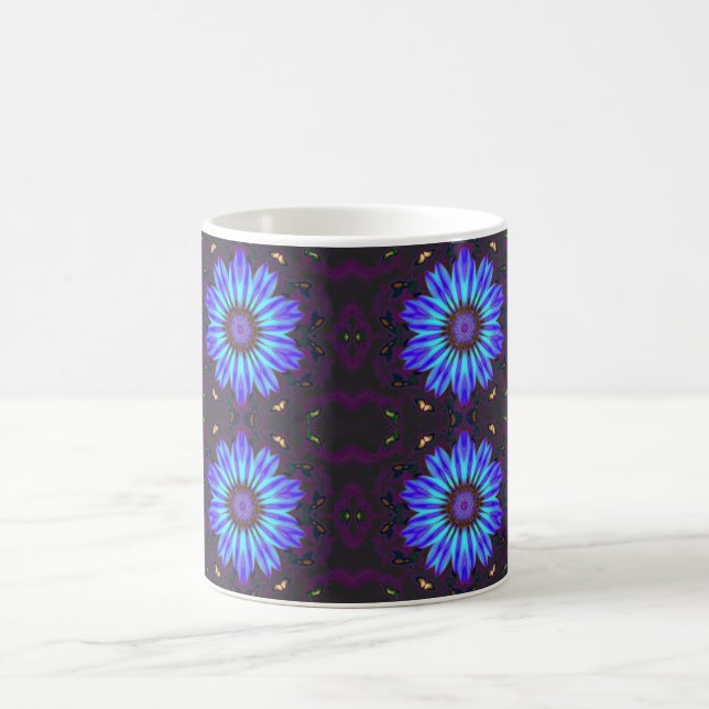 Blue Flower Kaleidoscope Kaffemugg (Center)