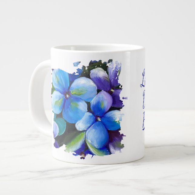 Blue flower Let your dream blossom mug Jumbo Mugg (Framsida vänster)