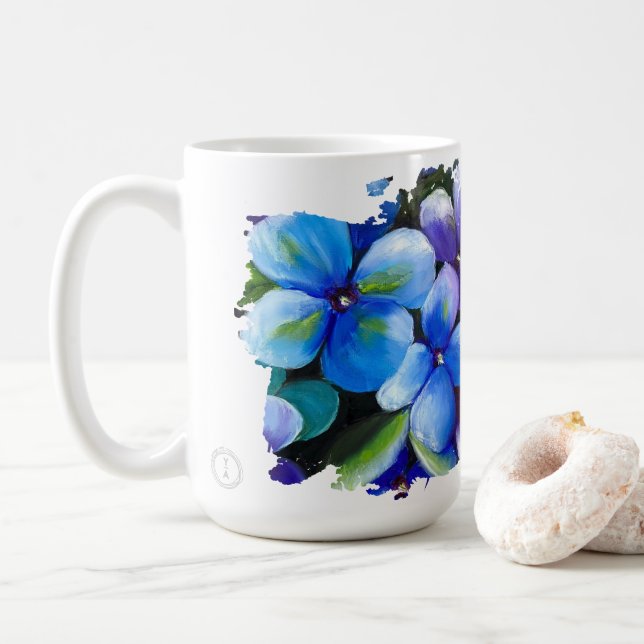 Blue flower Love is the answer love mug Kaffemugg (Med munk)