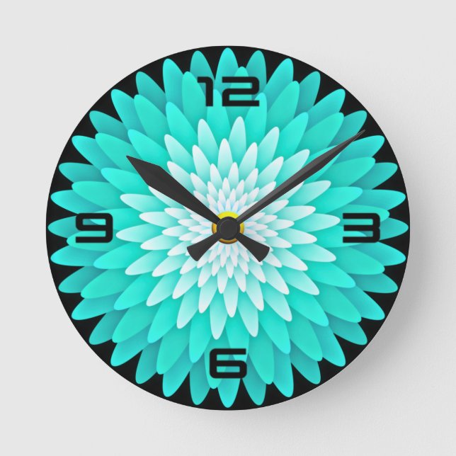 Blue Flower Mandala-68566 Rund Klocka (Framsida)