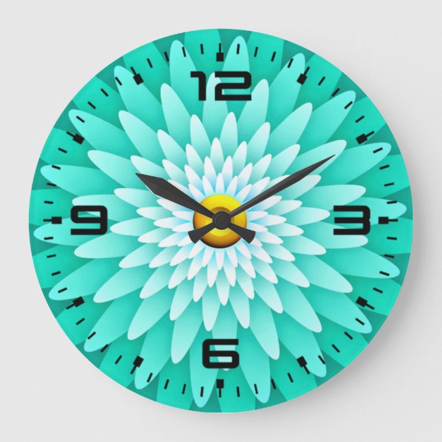 Blue Flower Mandala-68566 Stor Klocka (Framsida)