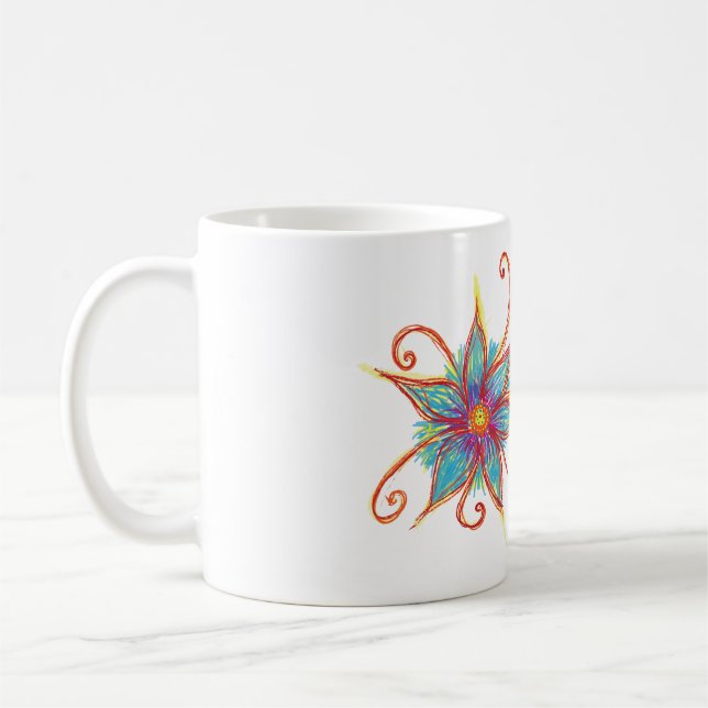 Blue Flower Mandala Personlig Kaffemugg (Vänster)