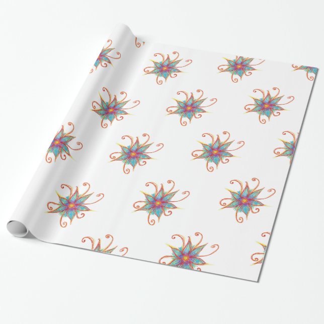 Blue Flower Mandala Presentpapper (Utrullad)