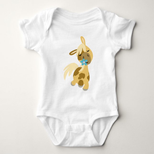 Blue Flower och Pony Baby T Shirt (Framsida)