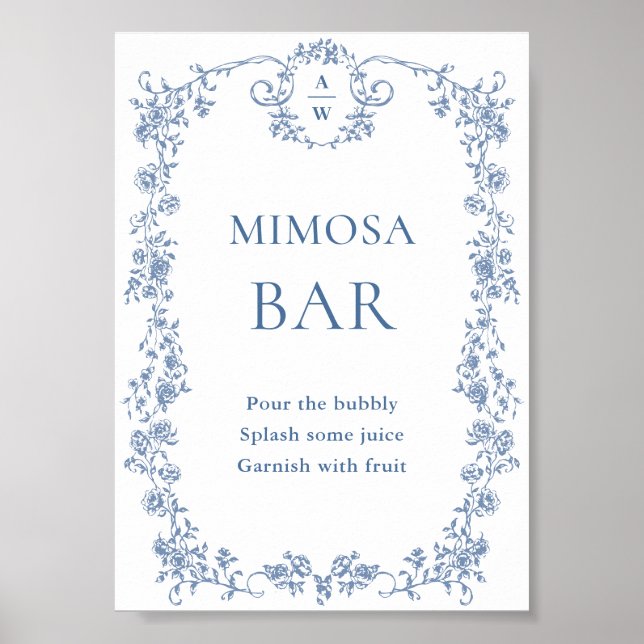 Blue Flower Ornate Victorian Grace Mimosa Pub-teck Poster (Framsidan)