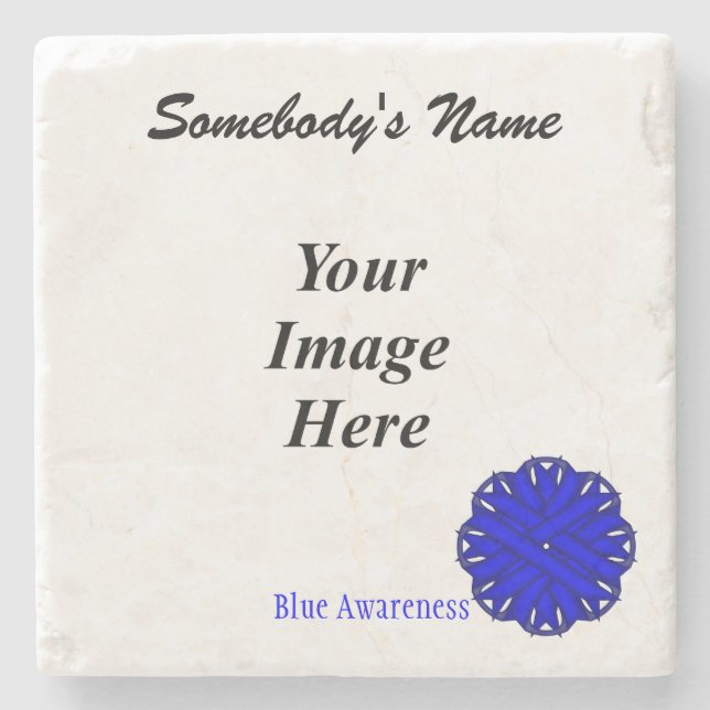 Blue Flower Ribbon av Kenneth Yoncich Underlägg Sten (Framsidan)