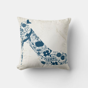 Blue Flower Shoe American MoJo Pillow Kudde