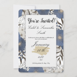 Blue Flower Wedding Invitation Inbjudningar