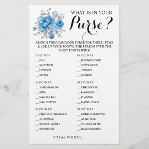 Blue Flower What is in your Purwer Game Card Flygblad