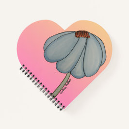 Blue Flower with pink background heart