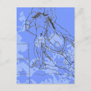 Blue Flowered Barrel Racer Vykort