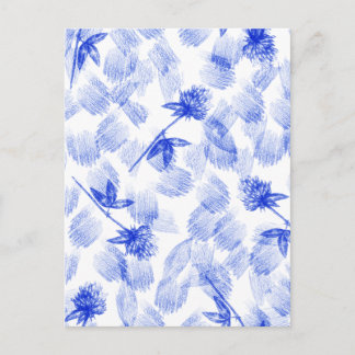 Blue Flowers And Elements Floral Card. Vykort