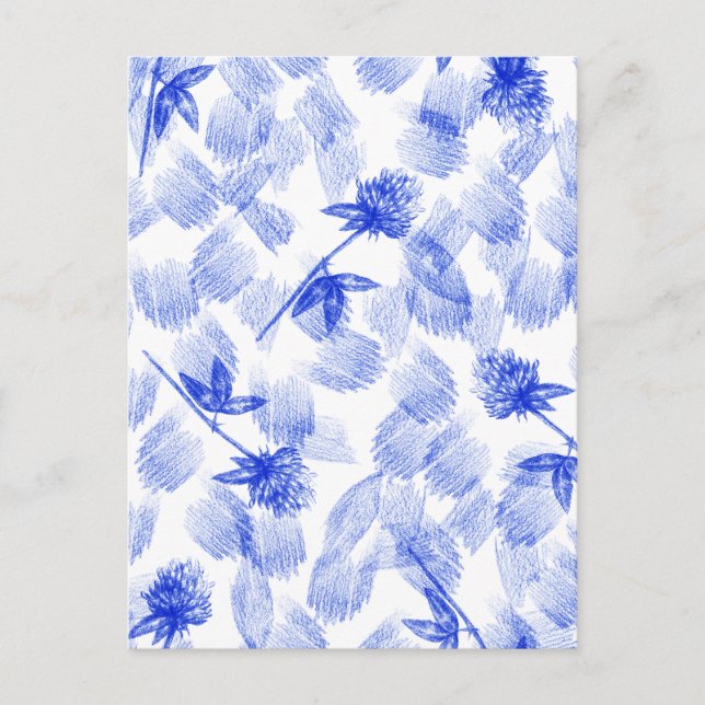 Blue Flowers And Elements Floral Card. Vykort (Framsida)