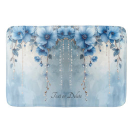 Blue Flowers and Pearls Bath Mat Badrumsmatta