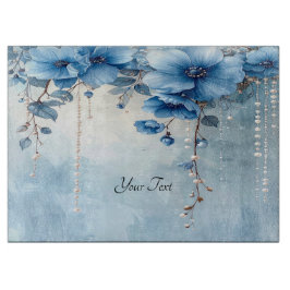 Blue Flowers and Pearls Cutting Board