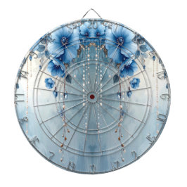 Blue Flowers and Pearls Dartboard Darttavla