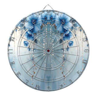 Blue Flowers and Pearls Dartboard Darttavla